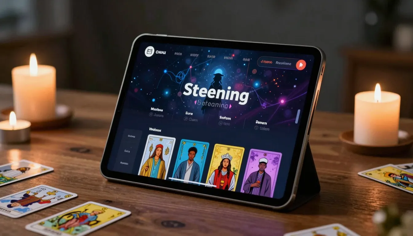 A modern tablet on a wooden table showing a professional str...