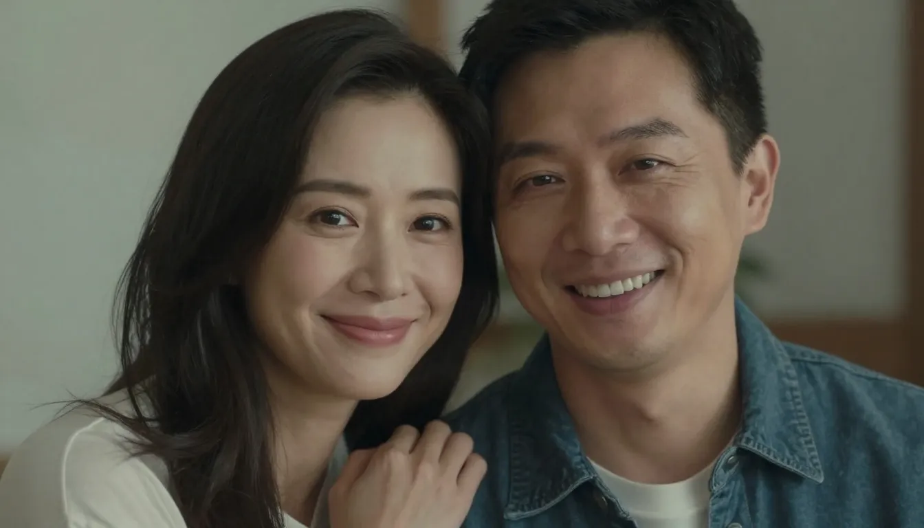 A realistic portrait of a beautiful couple, smiling, soft na...