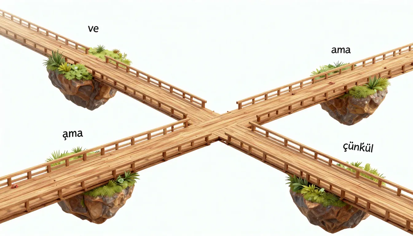A conceptual illustration of wooden bridges connecting float...