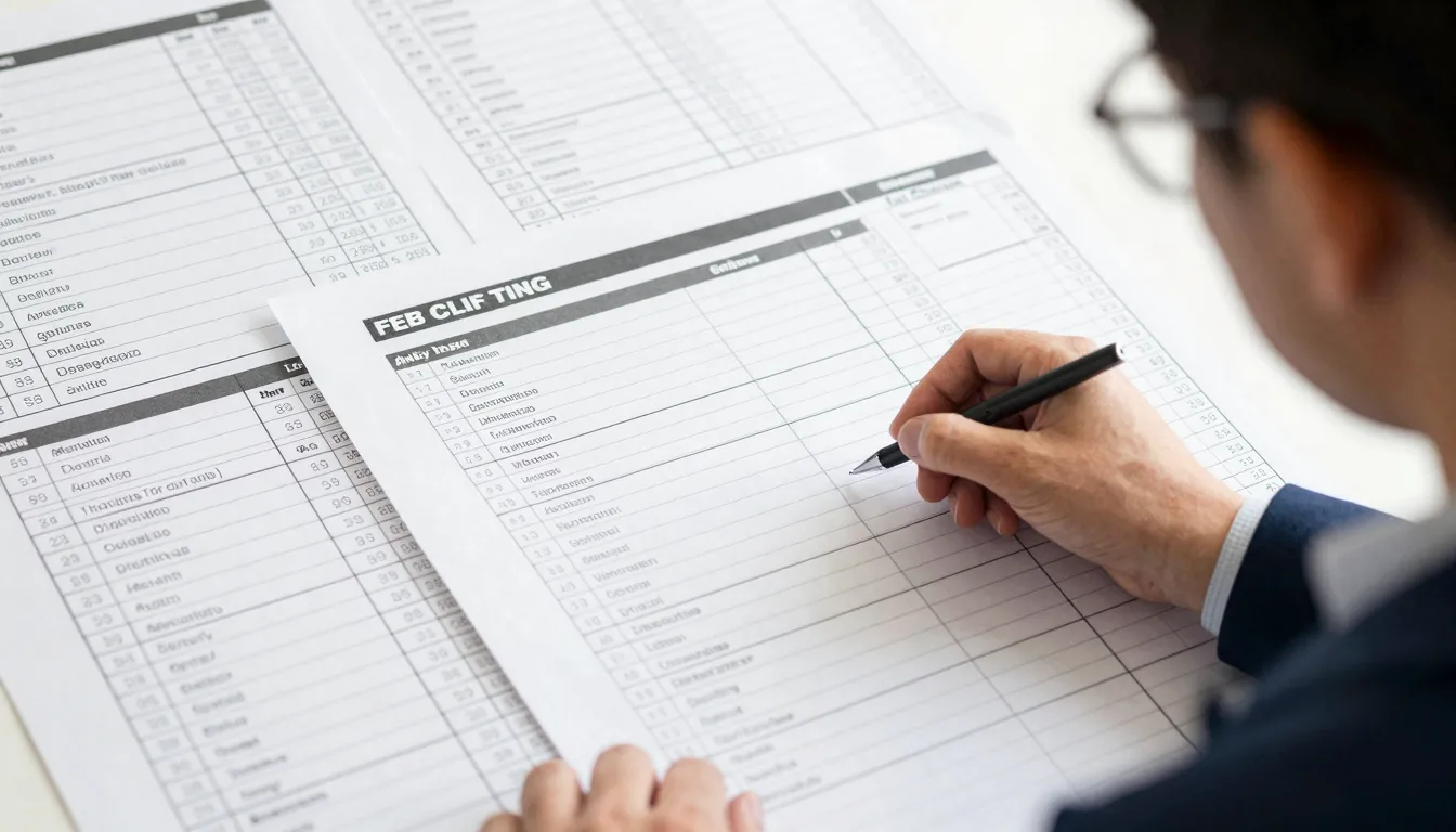 A professional person checking a completed task on a giant c...