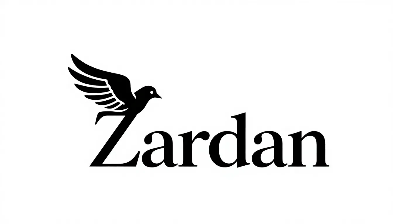 A minimalist and modern logo of the word 'Zardan'. The first...