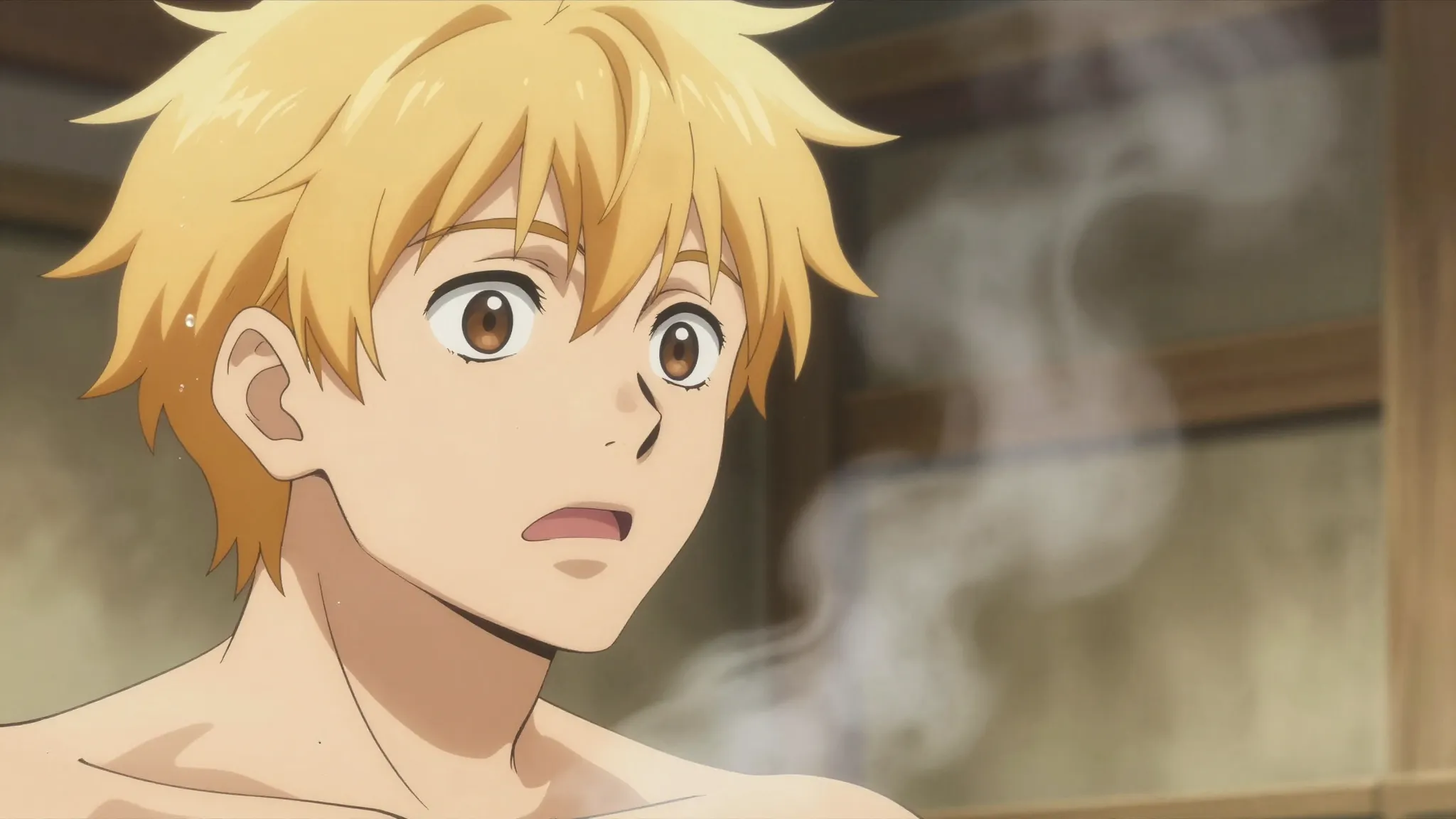 Detailed anime style illustration, close-up of a young man w...