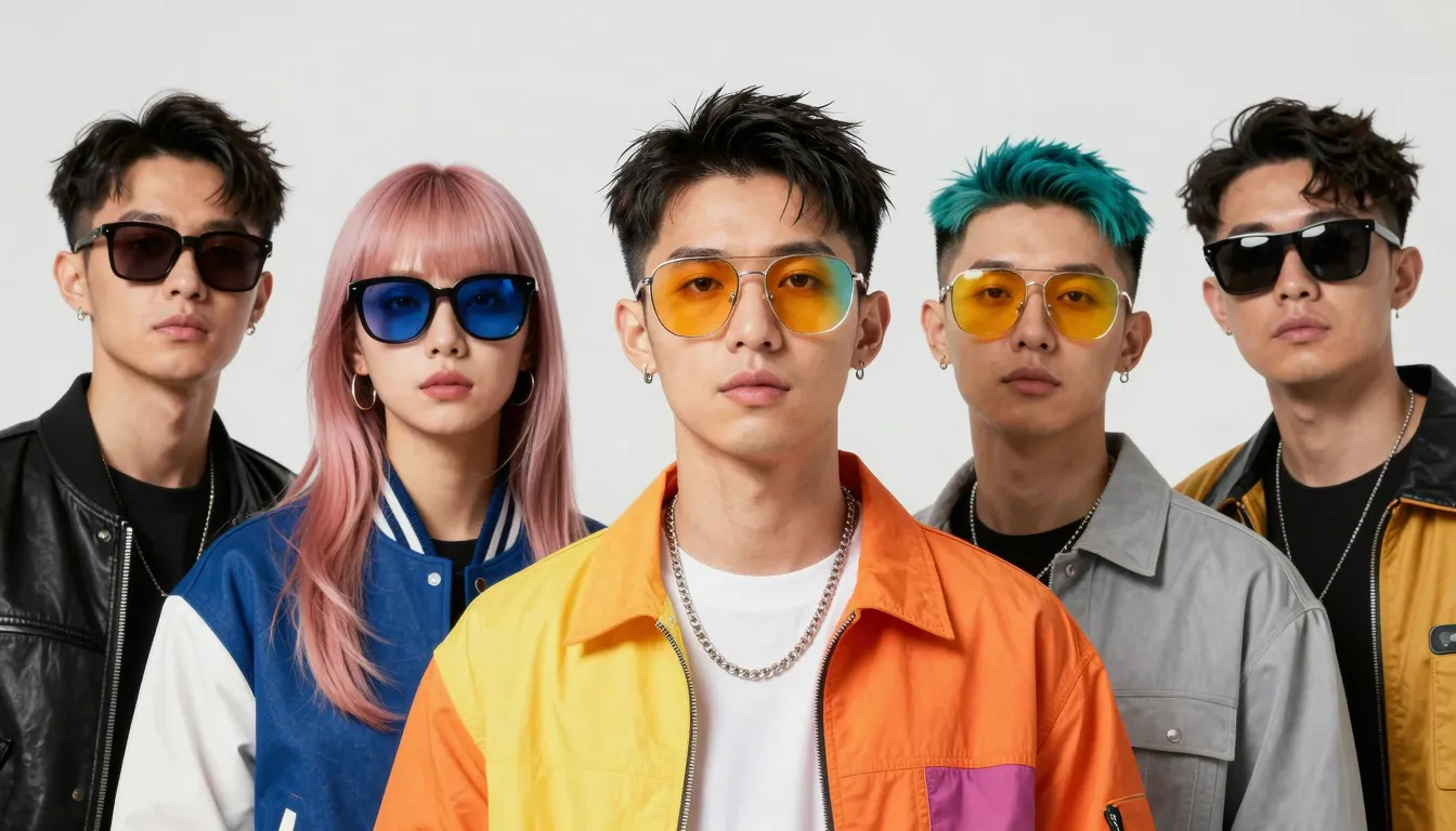 Creative portrait of a music group, faces partially covered ...