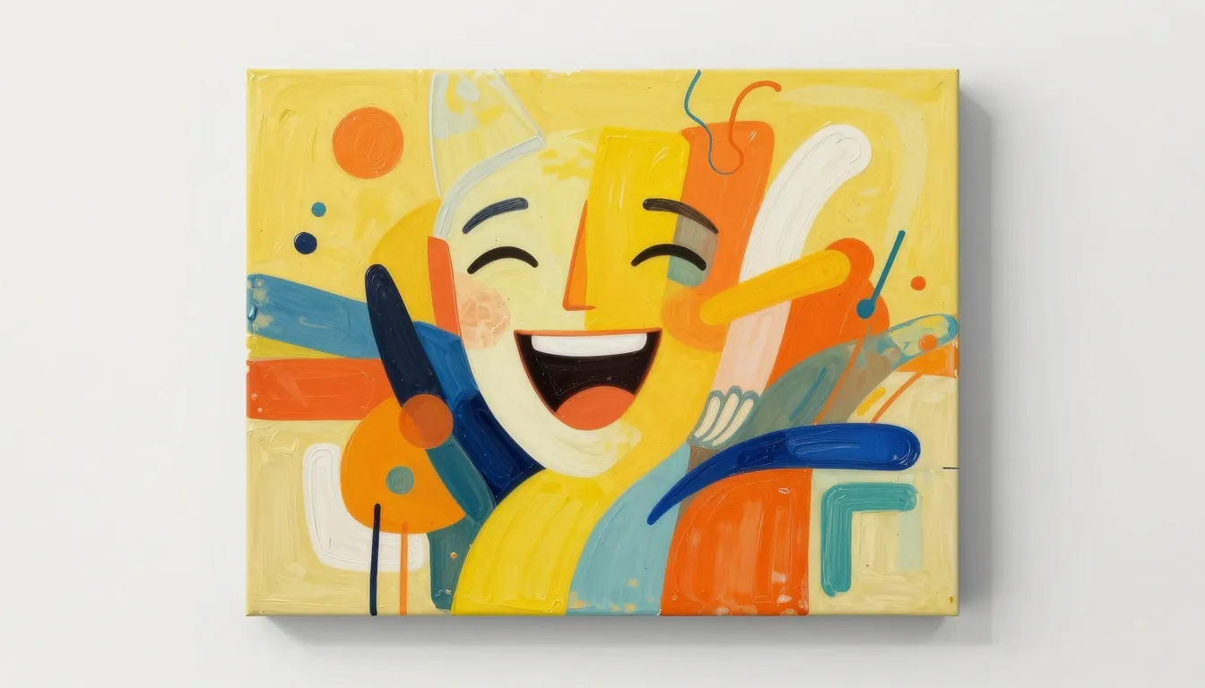 A vibrant and colorful abstract art piece representing joy, ...