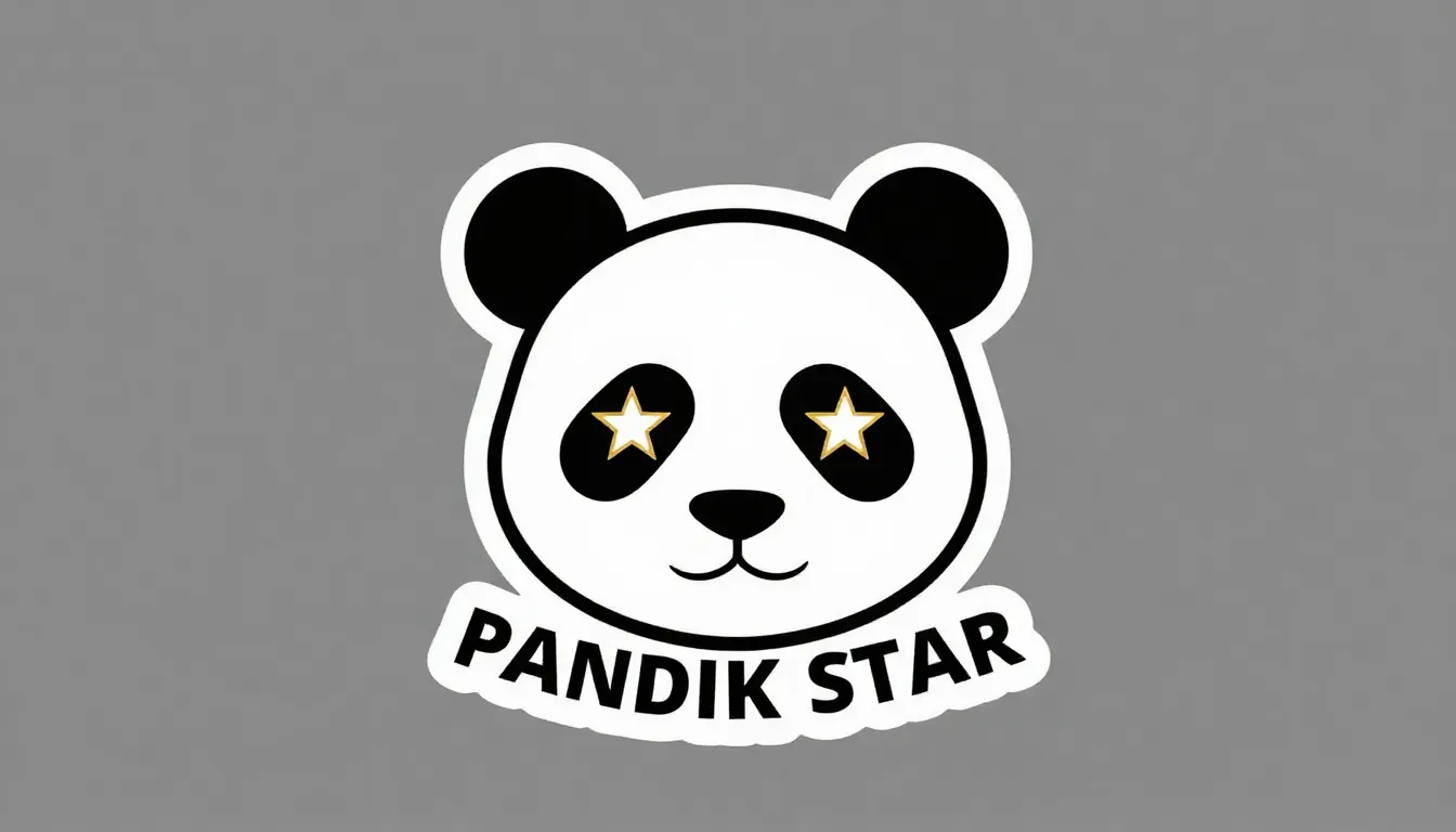 Minimalist logo for 'PANDIK STAR', a panda head silhouette w...