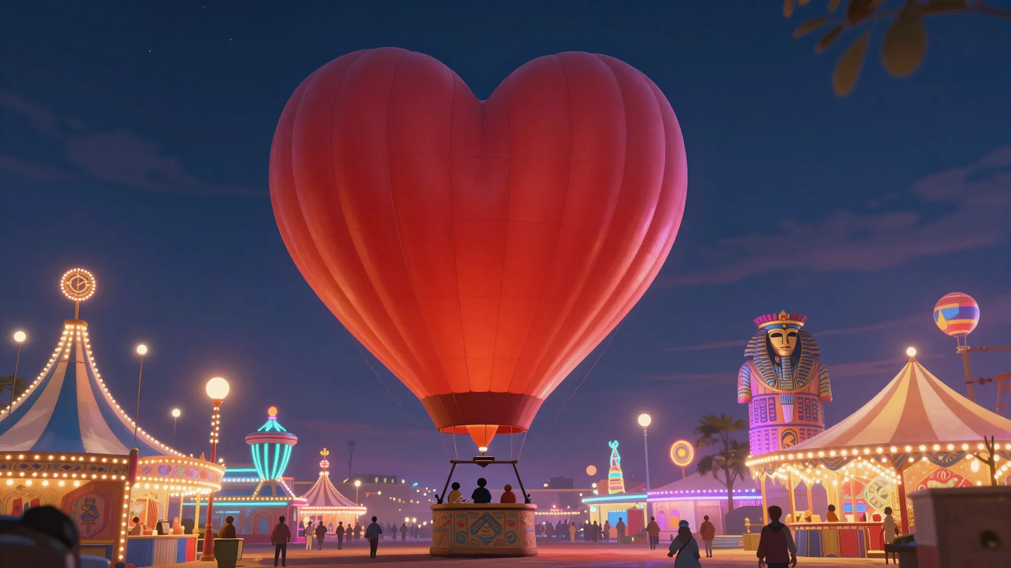 A surreal digital painting of a giant heart shaped like a ho...
