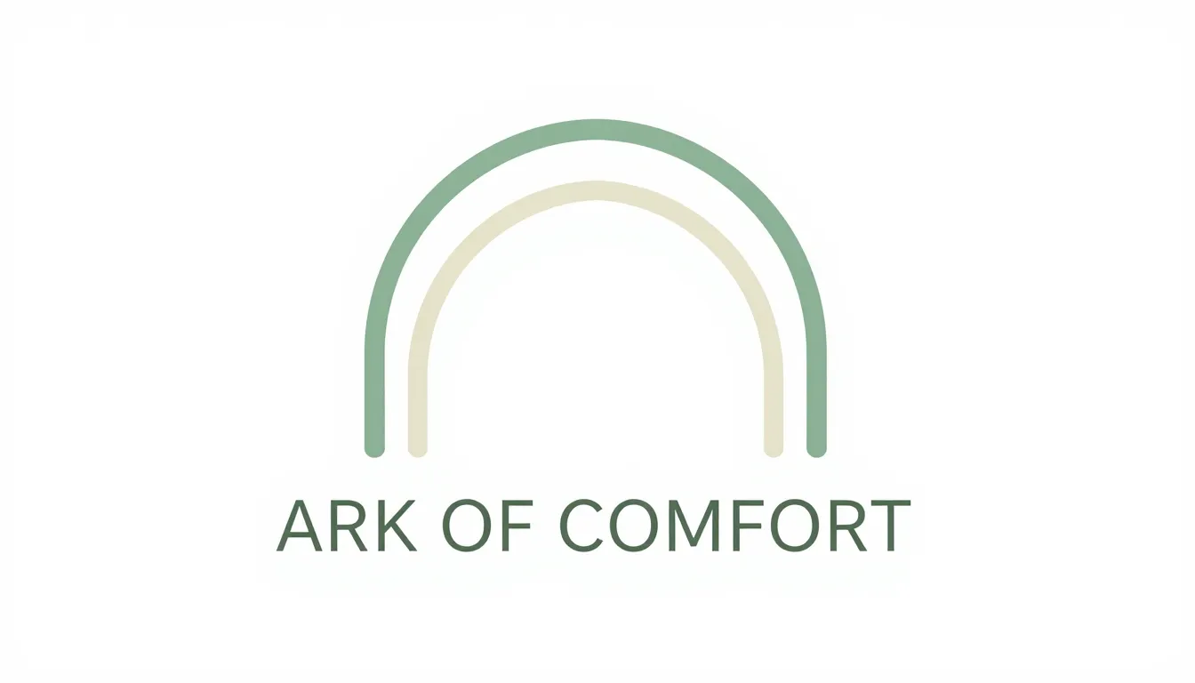 Modern abstract logo for 'ARK OF COMFORT'. Two curved lines ...