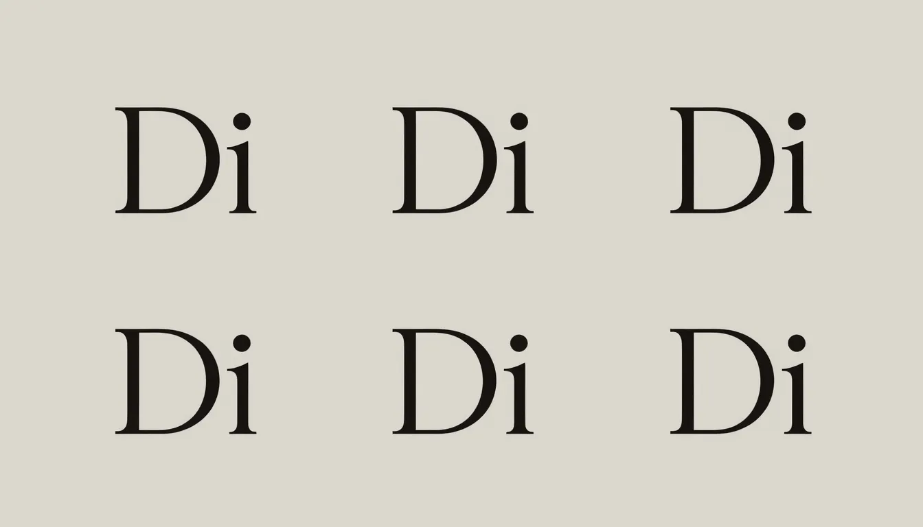 A set of 6 minimalist logo concepts for the brand 'Di'. The ...