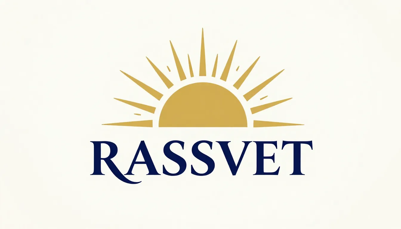 A modern minimalist logo for a brand named 'RASSVET', featur...