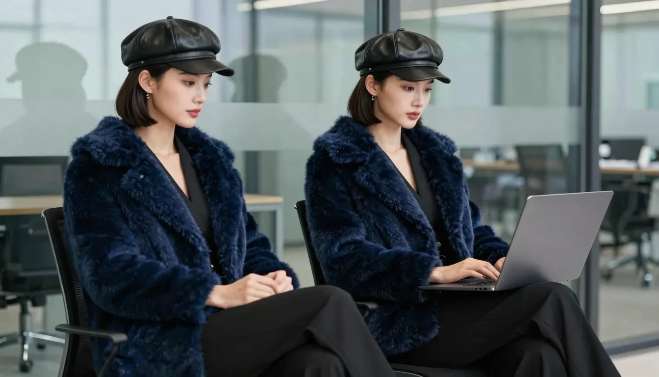Two elegant Chinese business women with stylish bob haircuts...