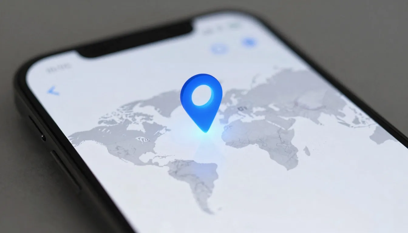 A close-up of a smartphone screen showing a world map with a...