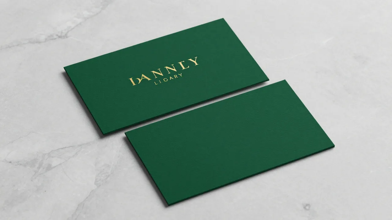 Luxury business card design mockup, dark emerald green cards...