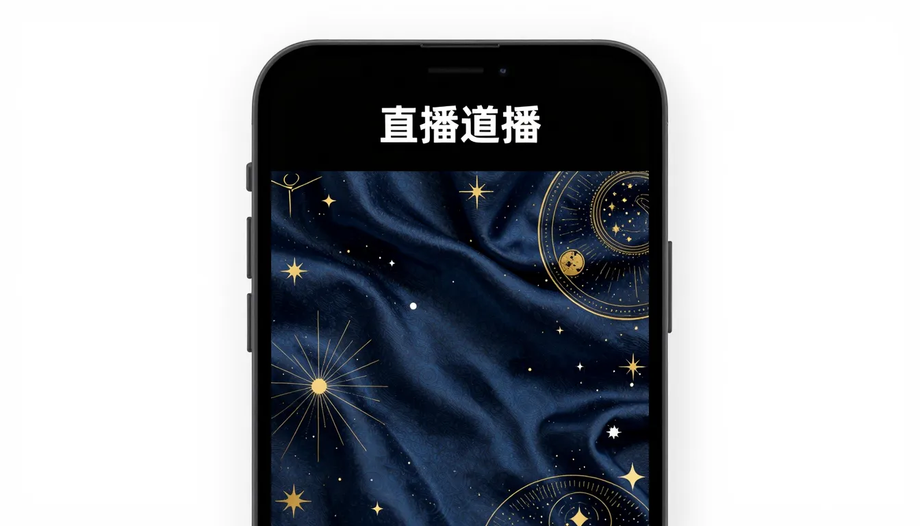 A clean vertical layout for a mobile live stream. A solid bl...