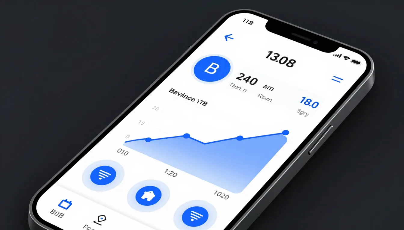 Modern financial application interface on a smartphone scree...