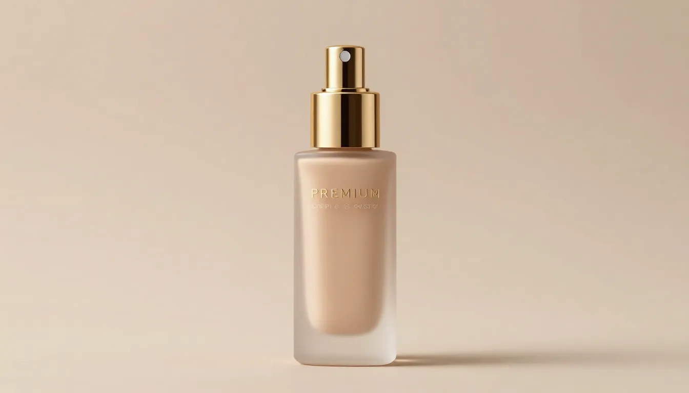 Premium foundation packaging design, frosted glass bottle wi...