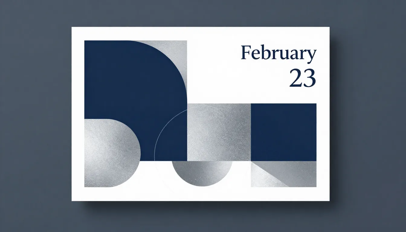 A stylish and minimalist greeting card for February 23, feat...