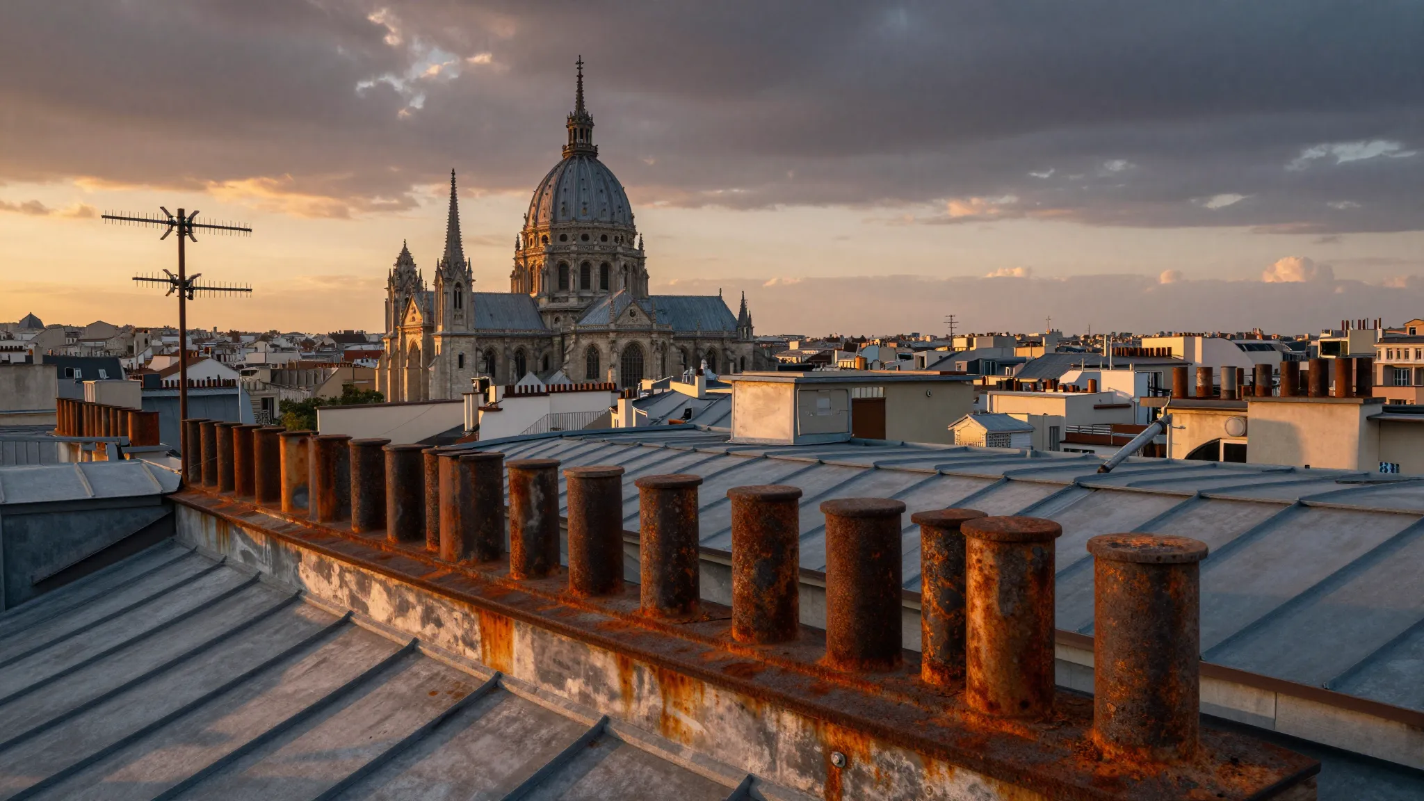 A breathtaking view of endless urban rooftops and courtyards...