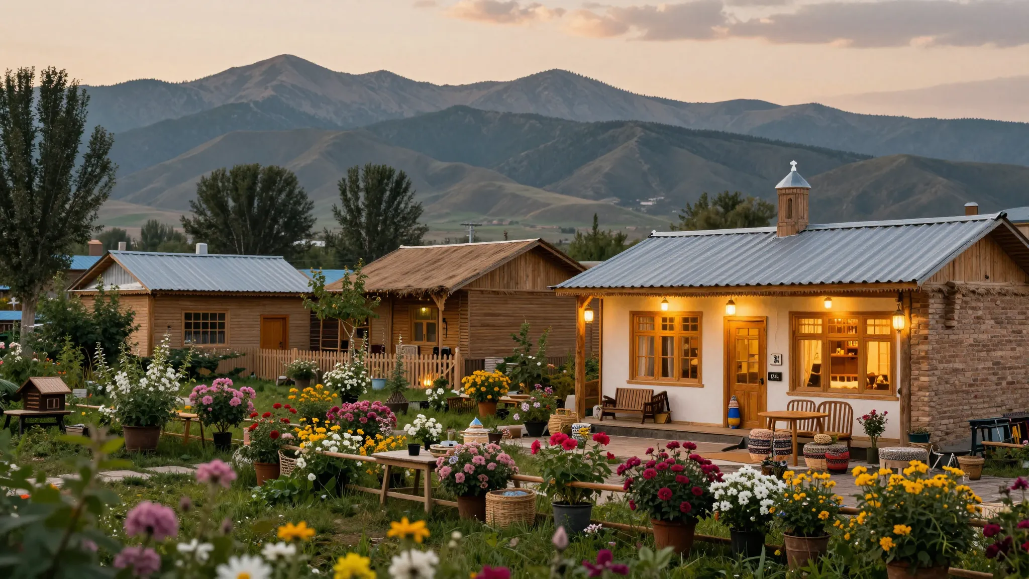 A cozy and warm atmosphere of a traditional Central Asian vi...