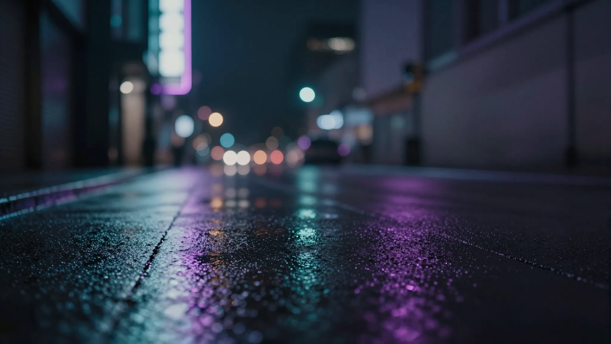 Album cover art, night city aesthetic, neon lights reflectin...
