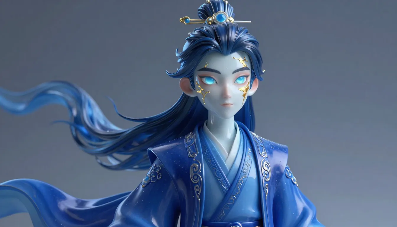 Elegant male character, stylized cartoon, crystal porcelain ...