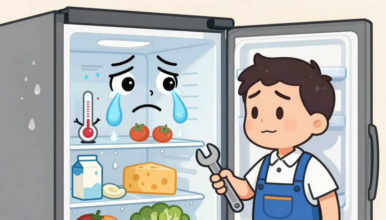 A humorous caricature for a refrigerator repair master, illu...