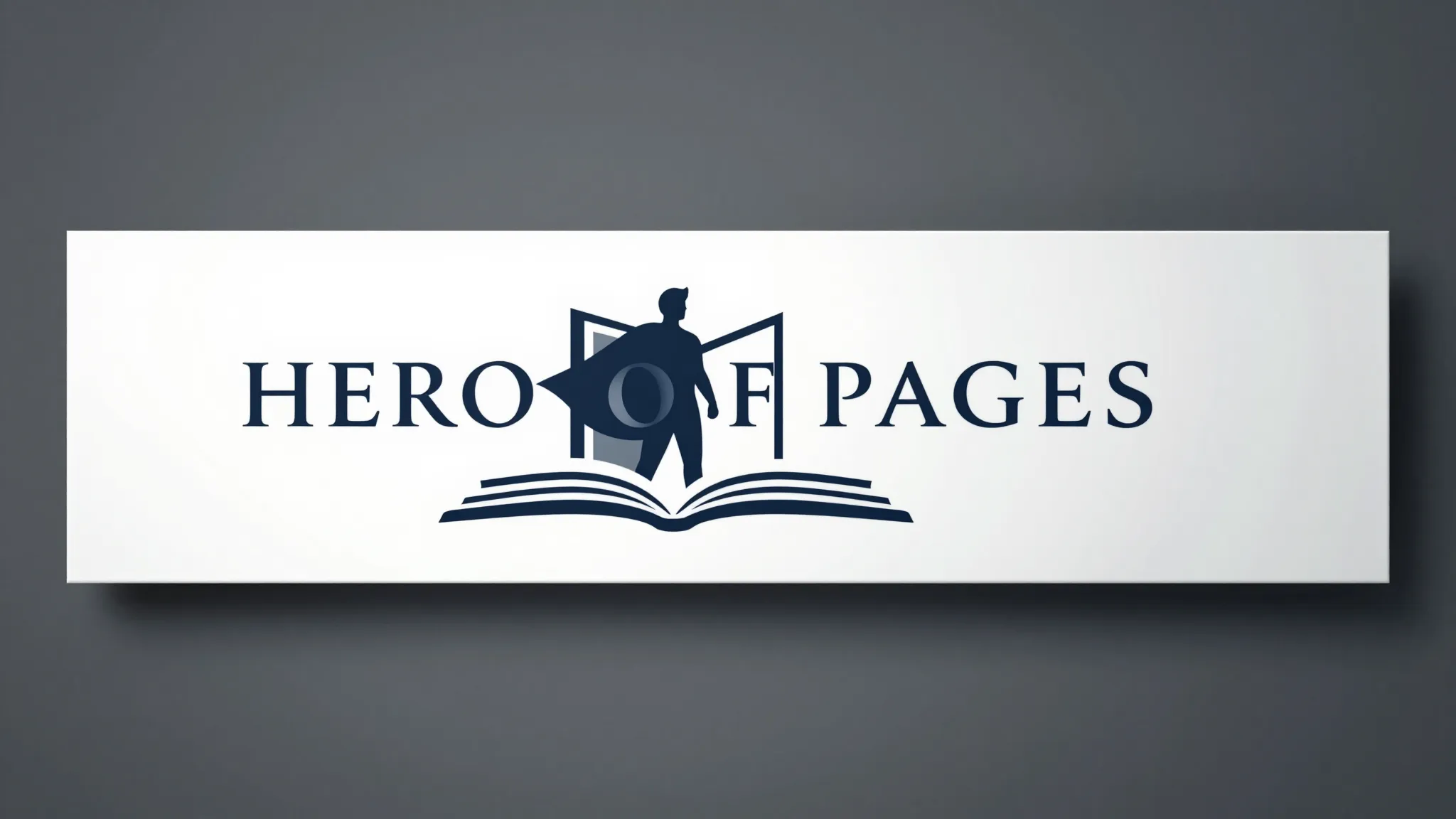 Professional wide 16:9 banner, minimalist logo in the center...