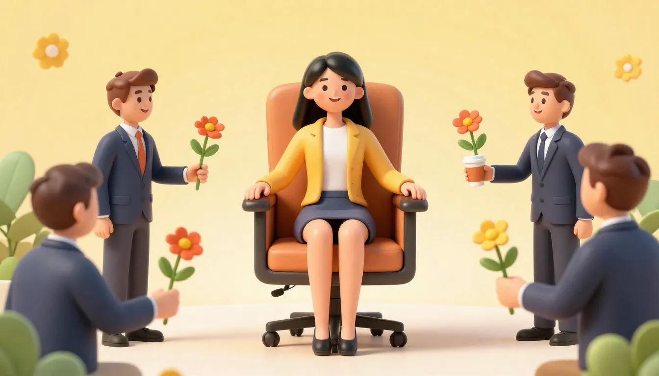 A humorous digital art piece showing a woman sitting on a th...