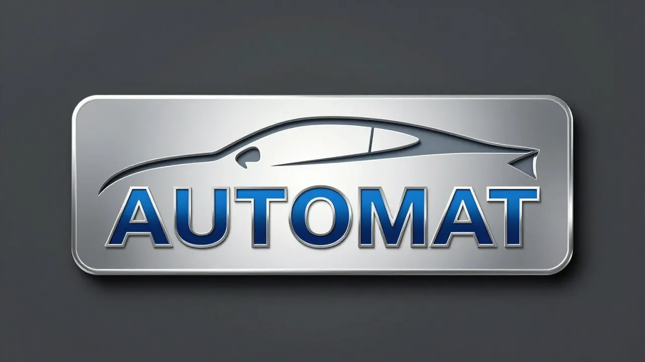 A stylish logo for a car dealership named 'AUTOMAT', minimal...
