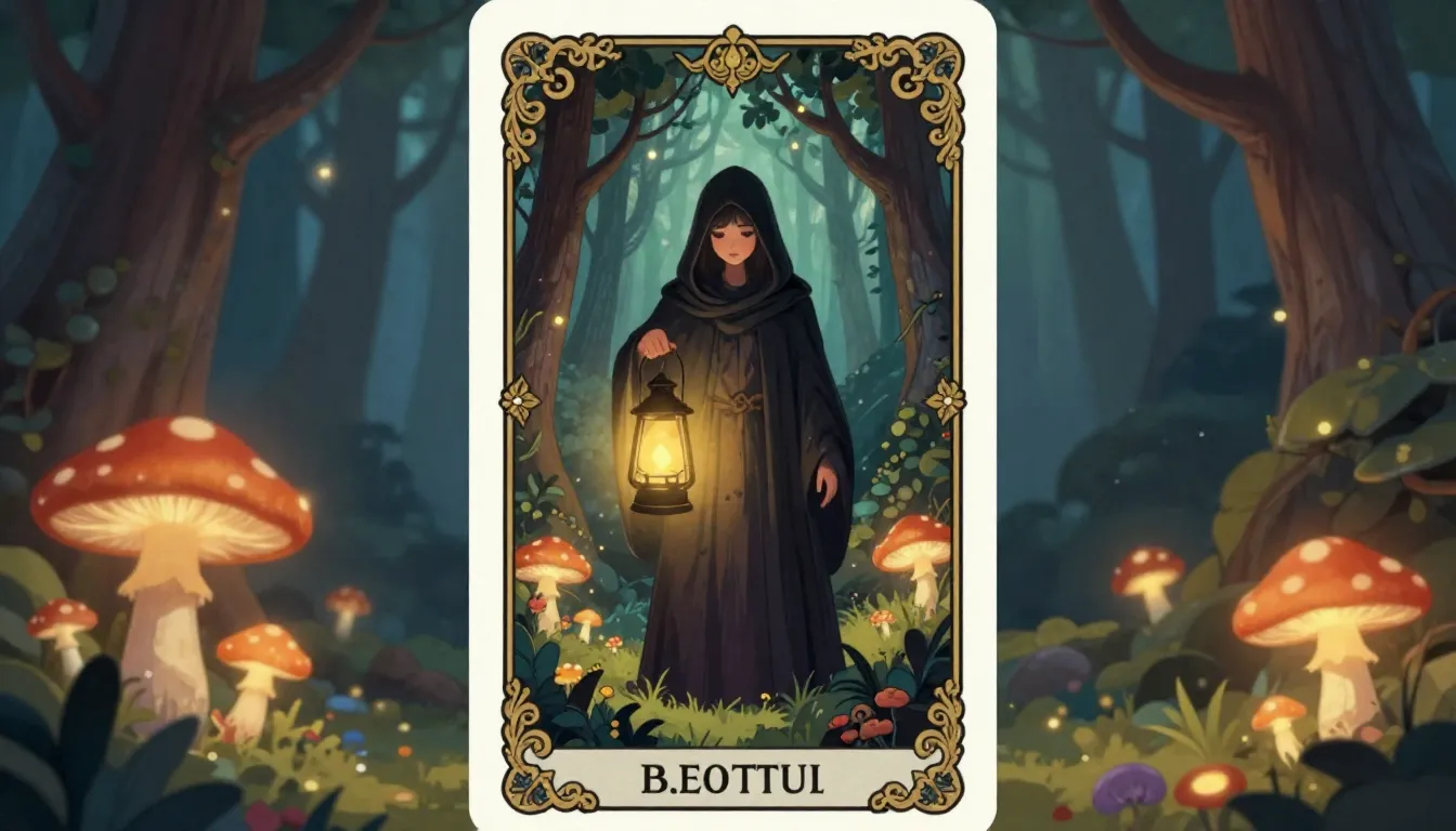 Vertical tarot card, fairytale storybook style, a magical fo...