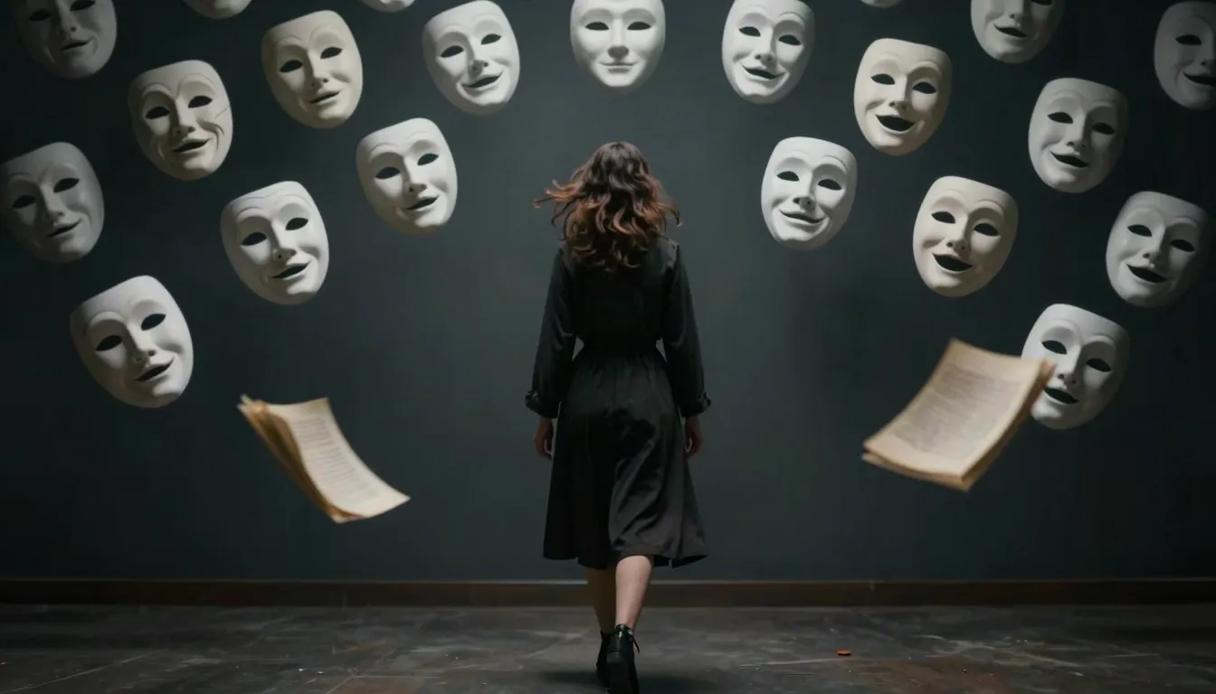 A dramatic cinematic shot of a woman walking away from a wal...