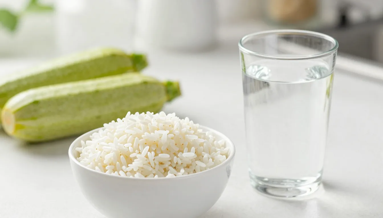 A glass of crystal clear water next to a small bowl of white...