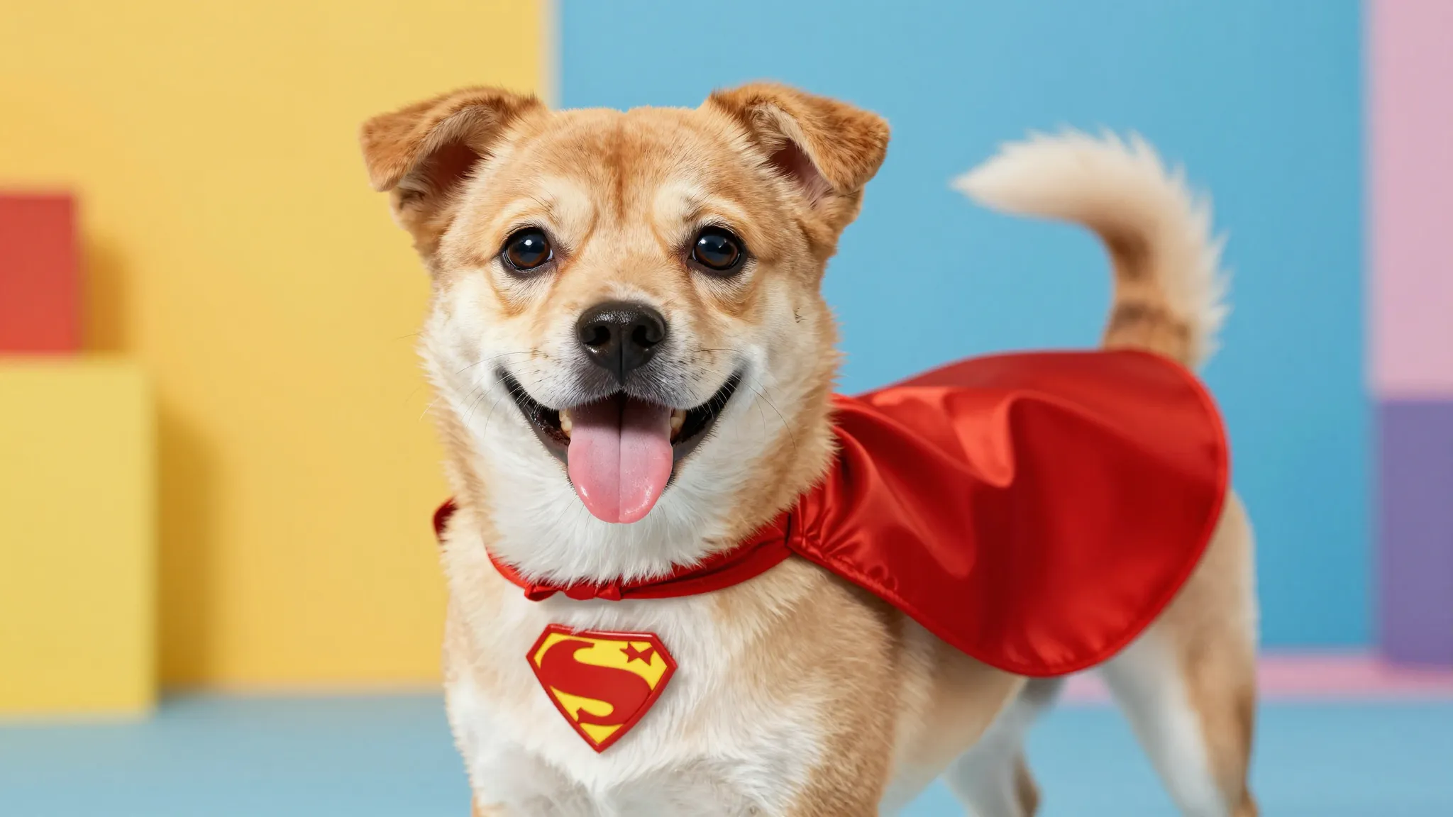 A funny and cute yard dog looking directly at the camera wit...