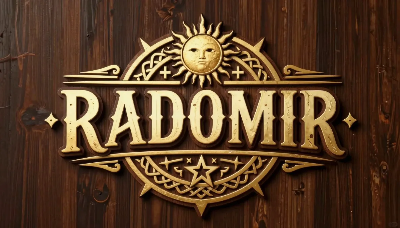 Logo design for a barbershop, the word 'RADOMIR' written in ...
