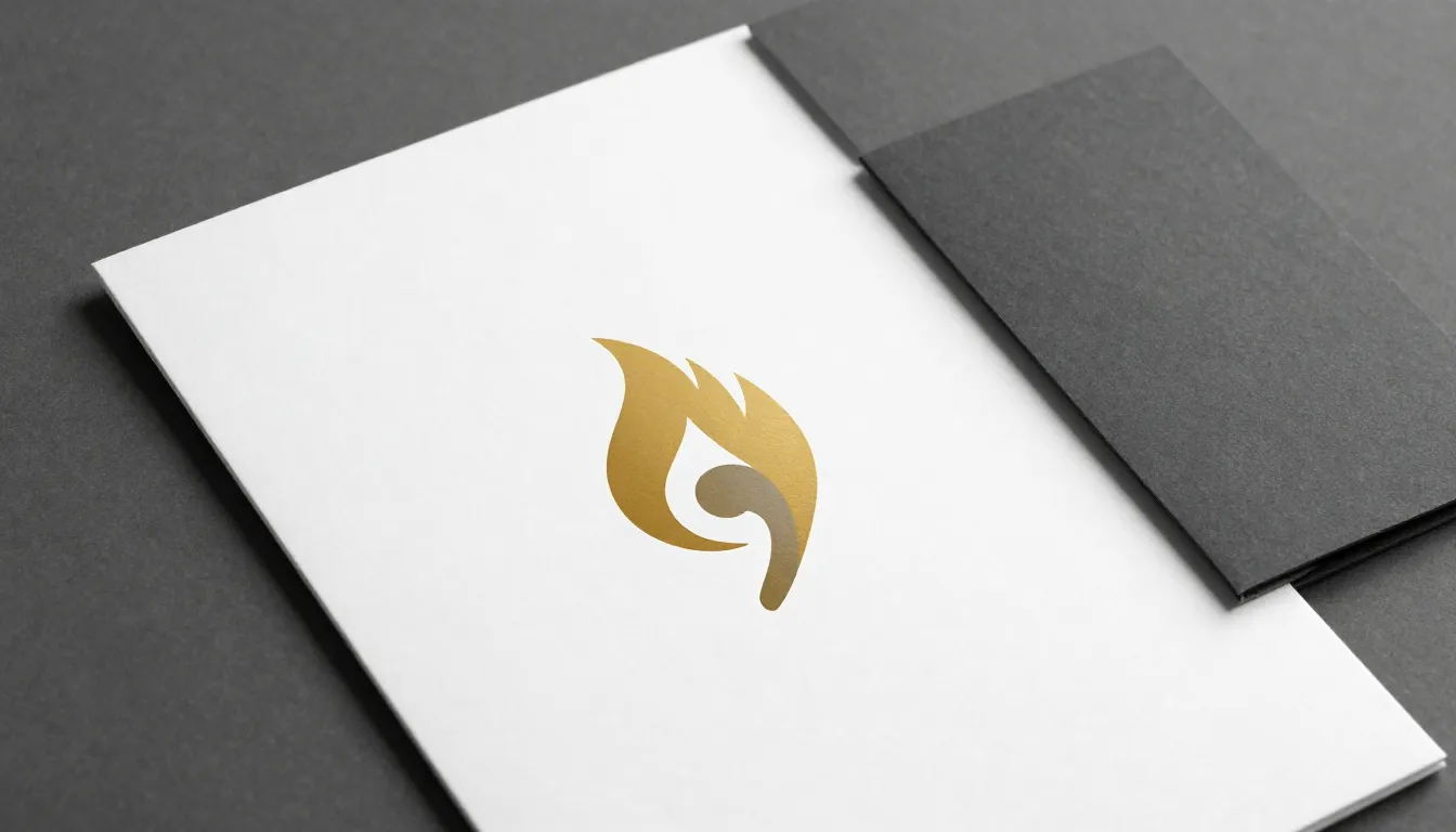 Elegant brand identity logo, a stylized flame merging with a...