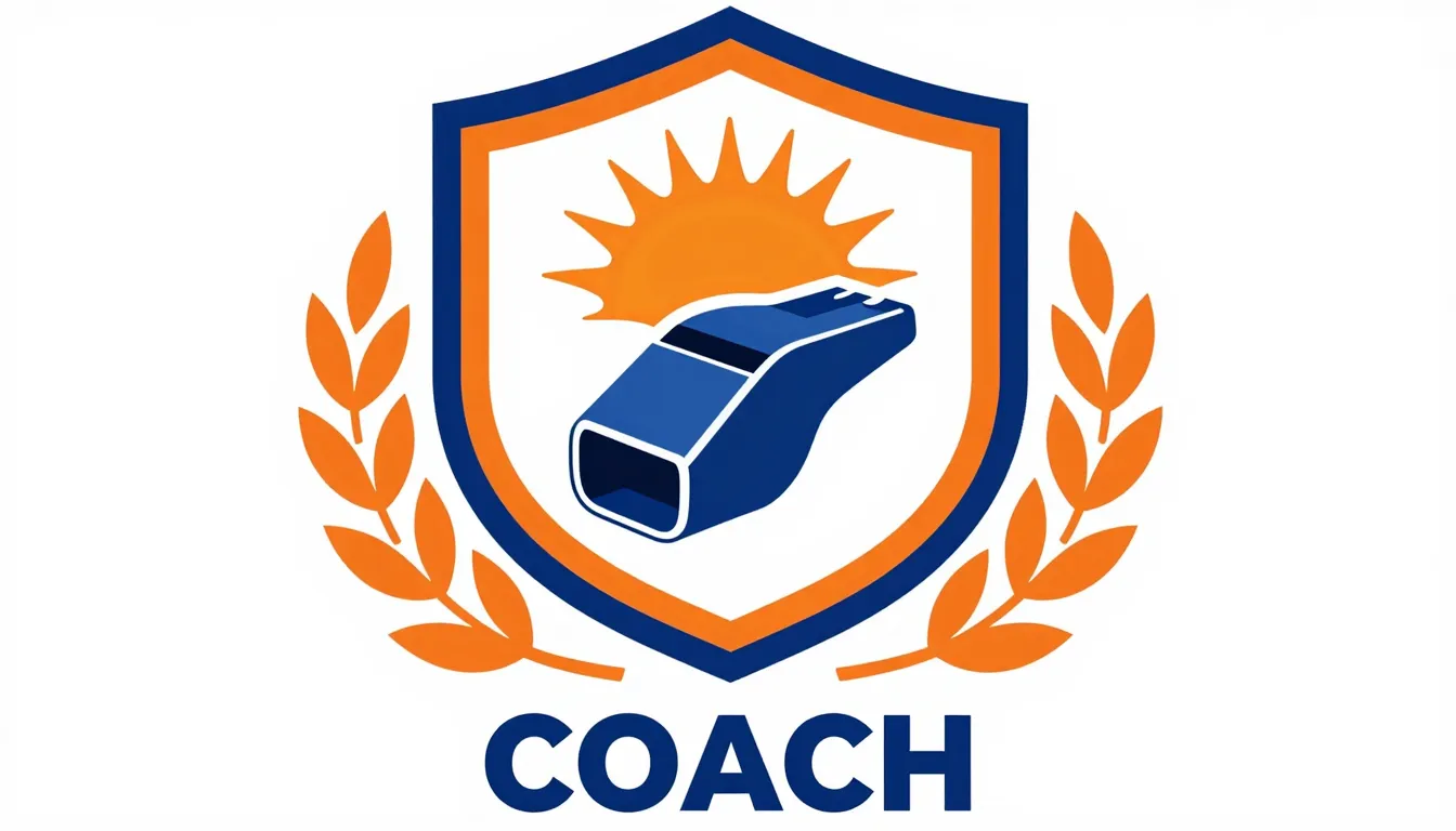 Professional heraldic emblem for a children's sports coach, ...