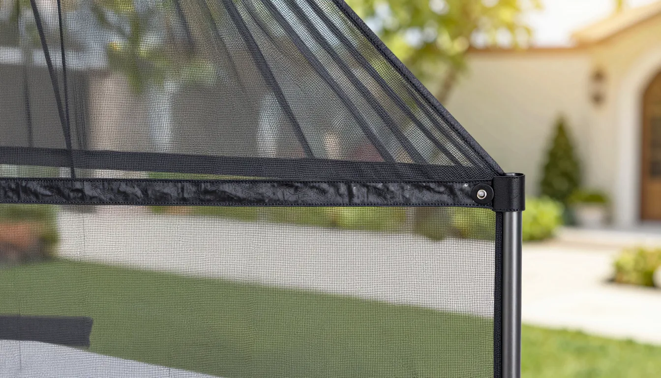 Close-up of a high-quality mosquito net frame in anthracite ...
