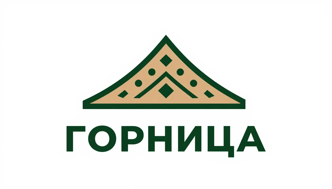 Minimalist logo for a brand named 'ГОРНИЦА'. The icon is a s...