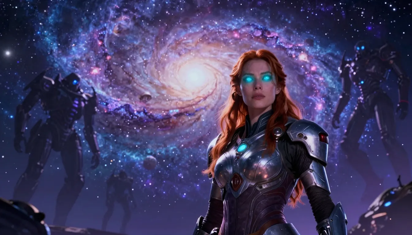 Space opera aesthetic, a majestic spiral galaxy glowing in t...