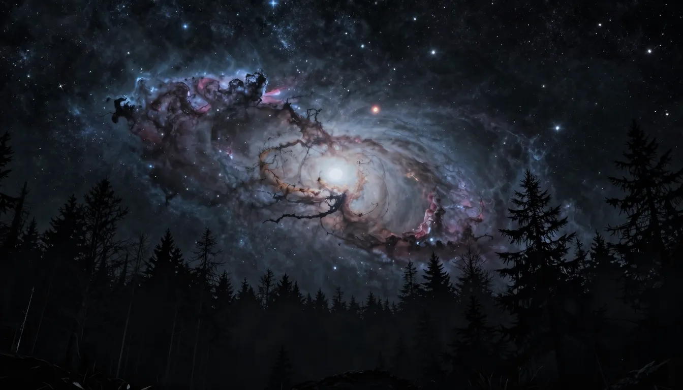 Atmospheric and cosmic black metal album cover art, nebula a...
