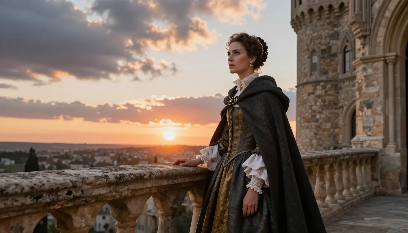 A spirited Spanish noblewoman in a 16th-century dress and a ...