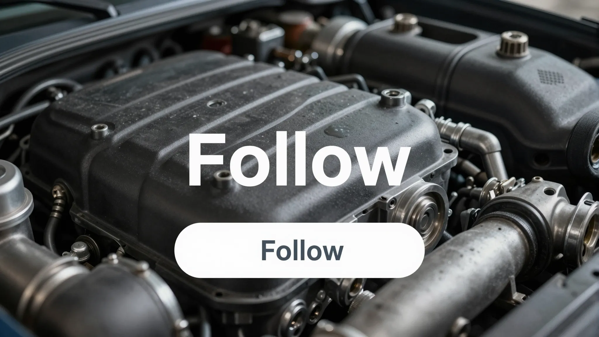 A professional graphic design with a 'Follow' button, car en...