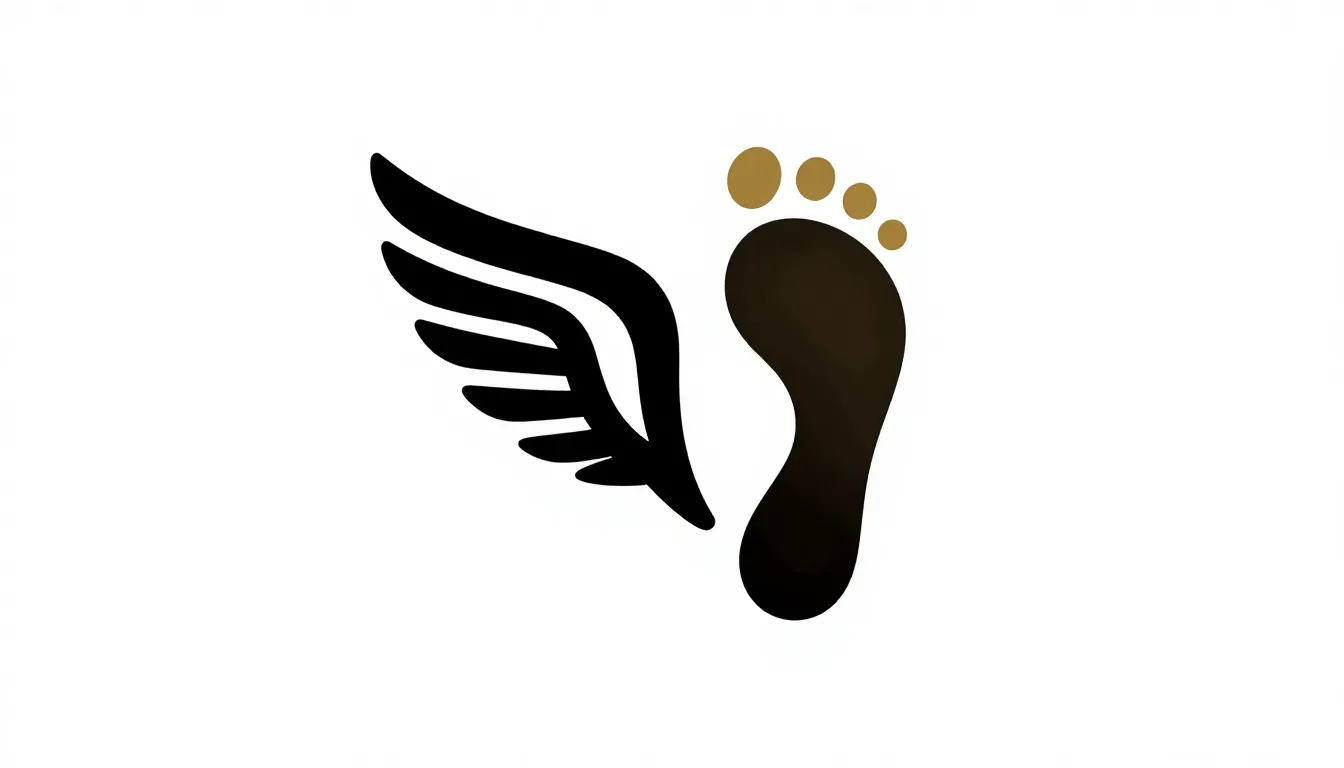 Modern minimalist logo for a shoe brand, a stylized wing and...