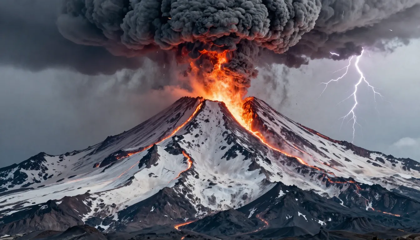 Volcanologically accurate photorealistic digital art of Moun...