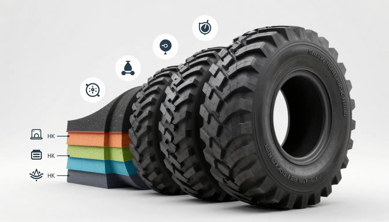 Professional marketing infographic for heavy duty truck tire...