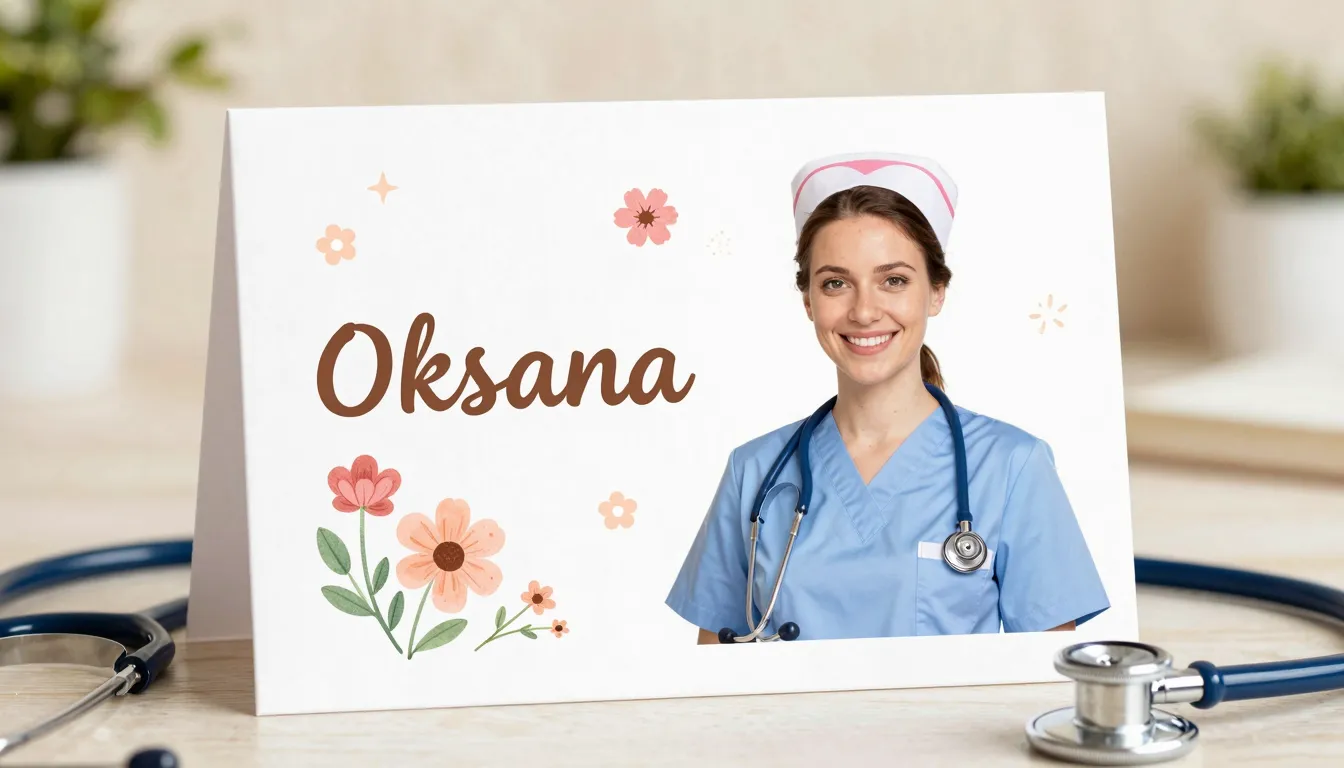 A beautiful greeting card for a nurse named Oksana, featurin...