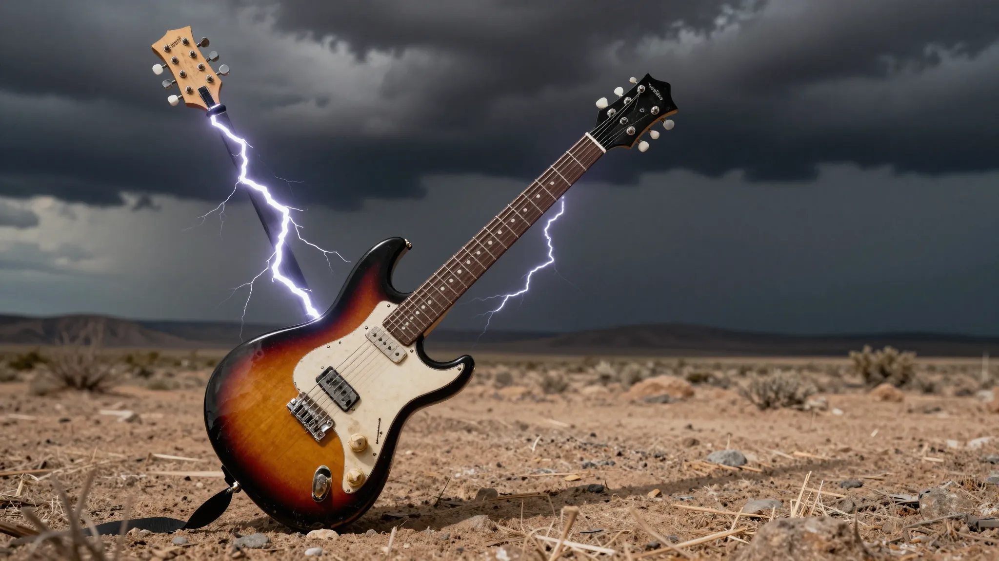 Vintage heavy metal aesthetic, classic electric guitar with ...