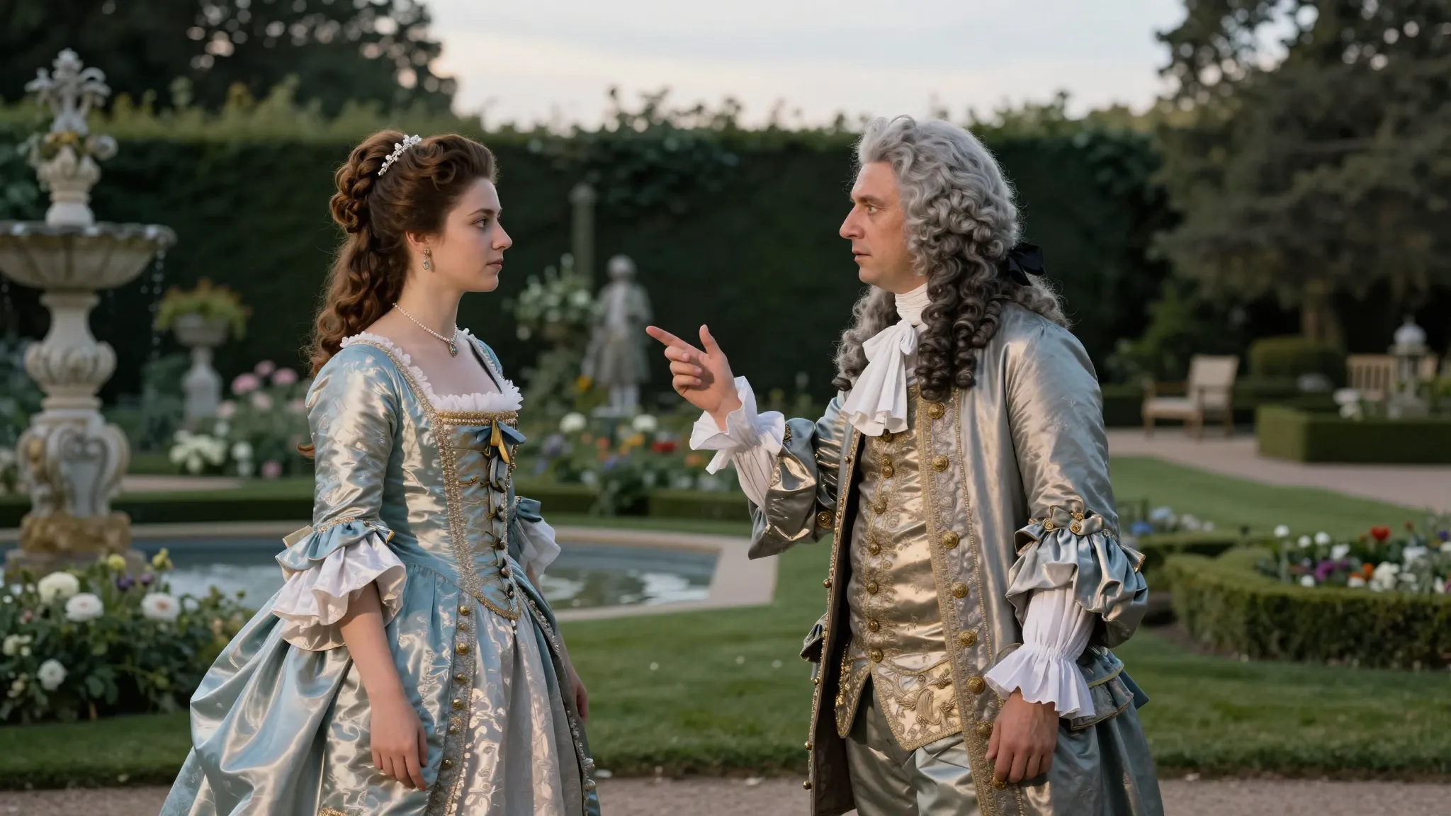 17th century French aristocrat and a beautiful lady in a dra...