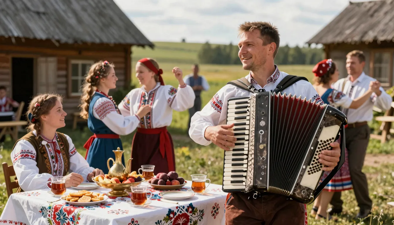 A joyful birthday celebration in a Russian countryside style...