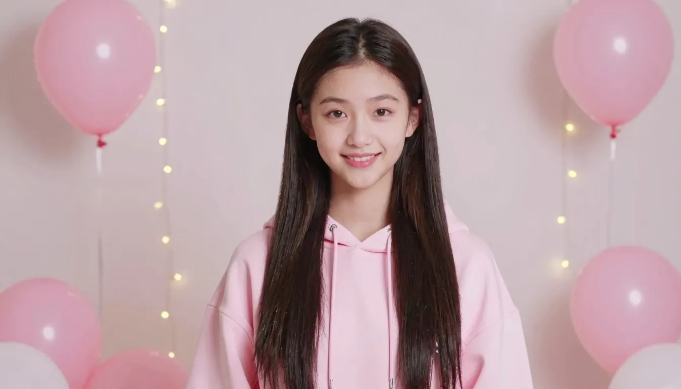 Cinematic portrait of a beautiful 18-year-old Asian girl wit...