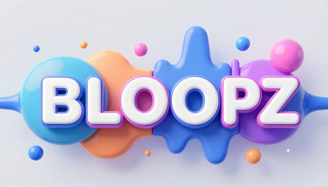 Social media banner for 'BLOOPZ' band, abstract 3D shapes re...